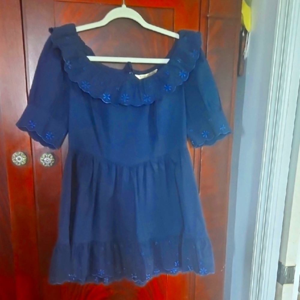 Women's Navy Blue Top With Embroidery - Size Small